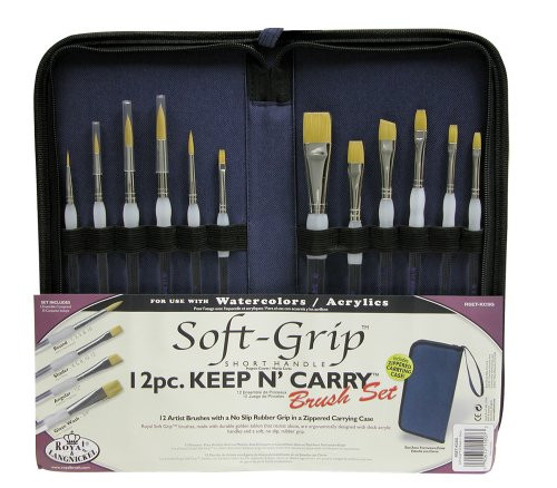 Royal and Langnickel Keep N Carry Artist Soft Grip Brush Set With Zippered Case