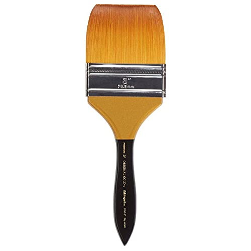 Kingart Premium Original Gold 97503 Sky Wash Series Artist Brush Golden Taklon Synthetic Hair Short Handle For Watercolor Acrylic And Gouache Painting Size 3