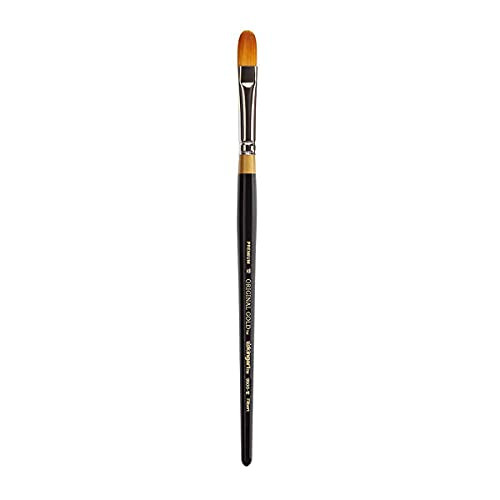 Kingart Premium Original Gold 950012 Filbert Series Artist Brush Golden Taklon Synthetic Hair Short Handle For Acrylic Watercolor Oil And Gouache Painting Size 12