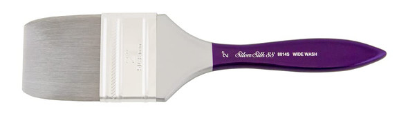 Silver Brush Limited 8814S Silver Silk Wide Wash Brush For Watercolor Gouache And Acrylic Paint Size 2 Inches Short Handle