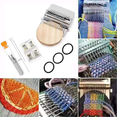 Leyjin Patch Maker 20 Kit Portable Darning Loom For Beginners Knit Patch Kit For Holes Repair On Socks Clothes and Jeans Patchwork Weaving Tool Set For Quick Sewing Mending 14 Hooks