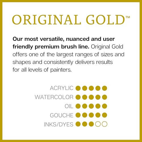 Kingart Original Gold Series Premium Golden Taklon Multimedia Artist Brushes Painting Tools For Oil Acrylic Watercolor And Gouache Box Set Of 5