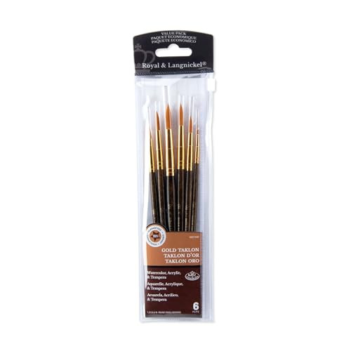 Royal and Langnickel Royal Zip N Close Gold Taklon Round 6Piece Brush Set