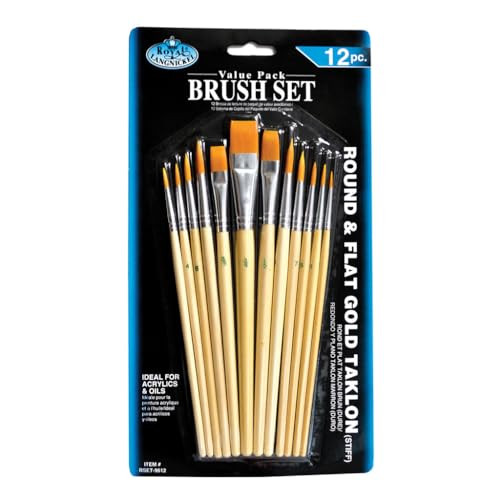 Royal and Langnickel And Langnickel Round/Flat Taklon Variety Brush Set Gold Pack Of 12
