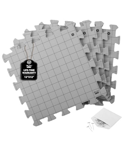 Mr Pen Interlocking Blocking Mats 12 X 12 4 Pack With 50 TPins For Knitting and Crochet Projects Foam Board Design Includes Pins For Yarn Craft Blocking