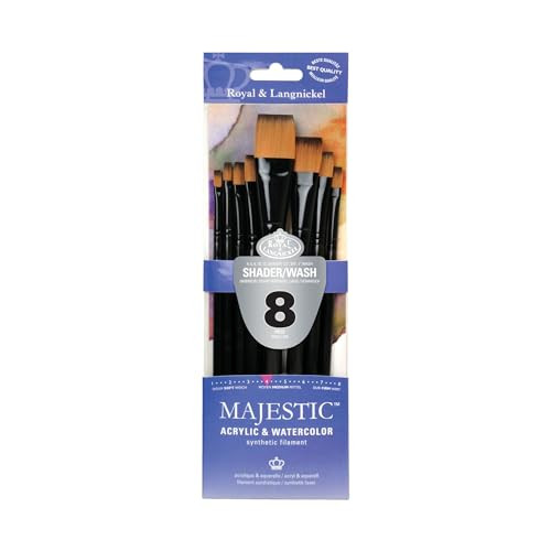 Royal and Langnickel Majestic Flat And Glaze Wash Artist Brush Set 8Piece