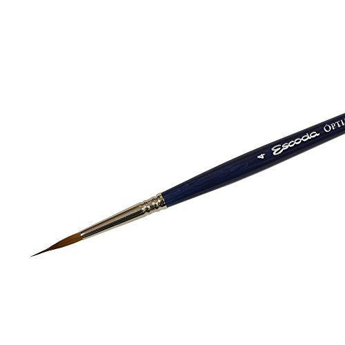 Escoda Optimo Series 1310 Artist Watercolor and Acrylic Short Handle Paint Brush Pure Kolinsky Liner Size 4