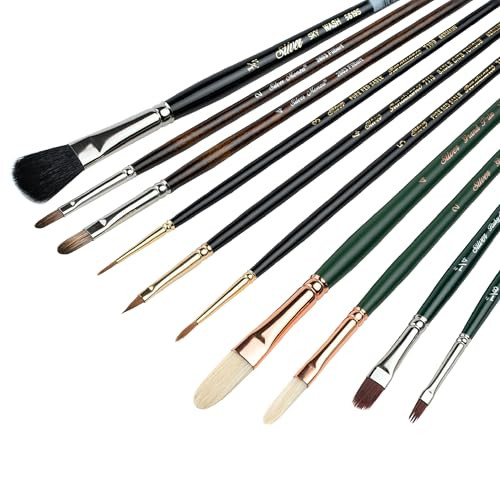Silver Brush Limited Ch9910 Christopher Remmers 10Pc Essentials Oil Paint Brush Set Filberts Rounds Cats Tongue Grass Comb And Sky Wash Professional Artist Paint Brushes Short And Long Handle
