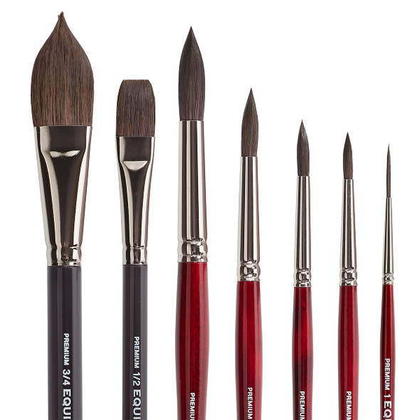 Kingart EquinoxSynthetic SquirrelSet Of 7 Paint Brush Set Brown/Red/Black/Silver 1060A