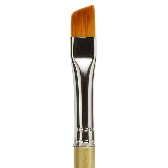 Kingart Premium Original Gold 9400A1/8 Angular Shader Artist Brush Golden Taklon Synthetic Hair Acrylic Watercolor Oil and Gouache Paint Short Acrylic Handle Size 1/8