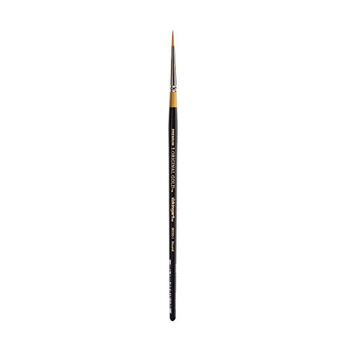 Kingart Premium Original Gold 9000 Series 8 Pc Round Brush Set Synthetic Golden Taklon Hair For Acrylic Watercolor and Oil Short Handle 8 Sizes 1 2 4 6 8 10 12 14