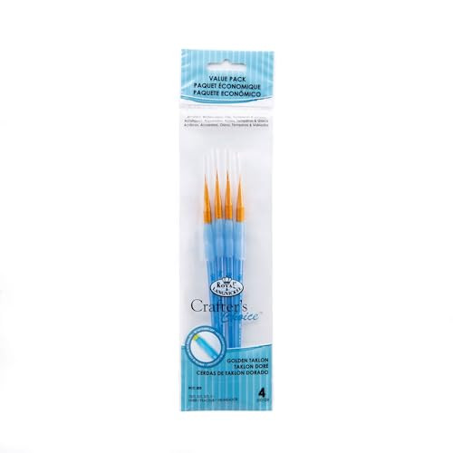 Royal and Langnickel CrafterS Choice Gold Taklon Detail Brush Set 4/Pkg