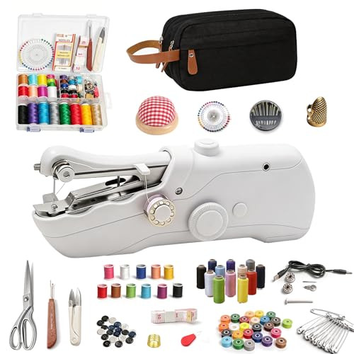 Fuoucsa 165Pcs Handheld Sewing Machine Kit With Storage Bag Portable Sewing Machine Hand Held Sewing Machine Complete Sewing Kit For Beginners and Adults Mini Hand Sewing Machine For Quick Repair and Diy