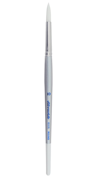 Silver Brush Limited 1500S10 Silverwhite Round Brush Watercolor Acrylics Gouache Or Oil Brush Short Handle Size 10