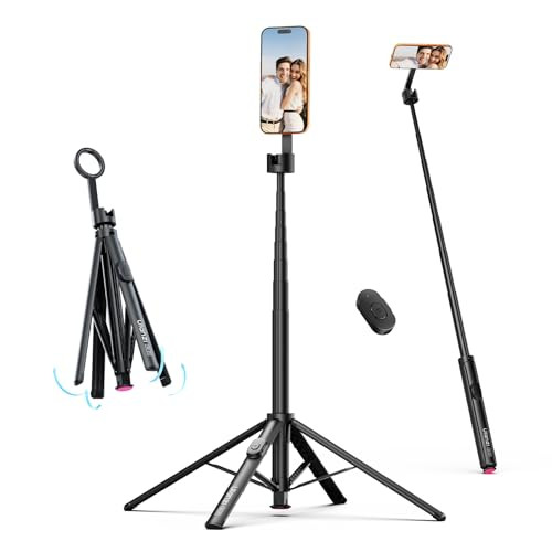 Ulanzi Sk21 71 Magnetic Phone Tripod Selfie Stick With Auto Open and Lift To Fold Extendable Camera Tripod Stand W Remote For Magsafe Mount For Iphone 17 16 15 14 Android Vlog Live Streaming Black