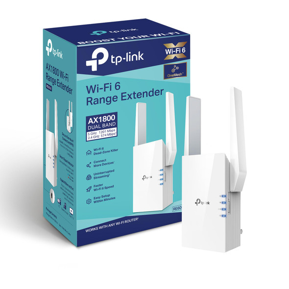 TpLink Ax1800 Wifi 6 ExtenderRe605XInternet Booster Covers Up To 1500 SqFt And 30 Devices Dual Band Repeater Up To 18Gbps Speed Ap Mode Gigabit Port