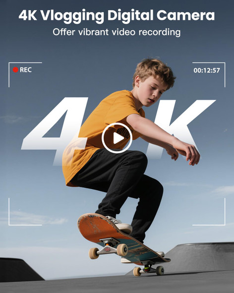 Sixtary 4K Digital Camera For Photography Wifi 64Mp 180 Flip Screen 3 Autofocus Vlogging Camera For Youtube 16X Zoom Compact Point And Shoot Cameras For Beginner With 32Gb Card 2 Batteries
