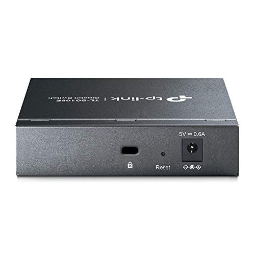 TpLink 5Port Gigabit Ethernet Easy Smart Switch Plug And Play Desktop Sturdy Metal W/Shielded Ports Limited Lifetime Replacement TlSg105E Black