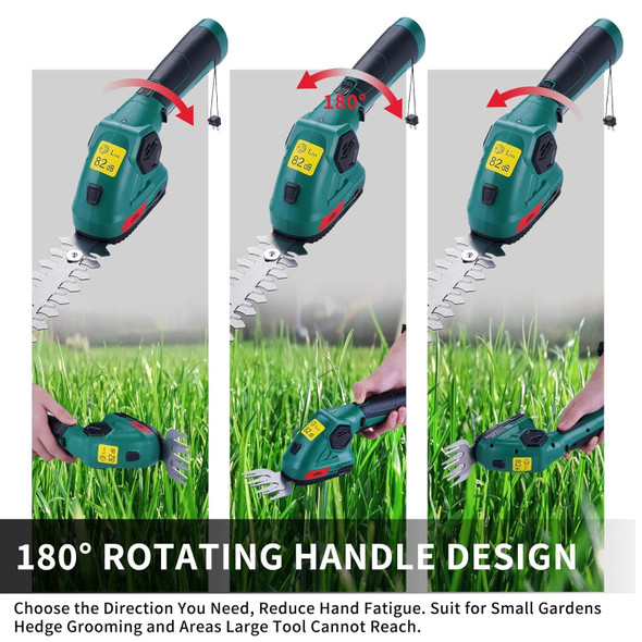 Dextra 2 in 1 Cordless Grass Shear & Hedge Trimmer with Gardening Gloves, 8V Electric Handheld Shrubber Trimmer Grass Cutter with 2000mAh Rechargeable Lithium-ion Battery&Charger, 45min Fast Charge