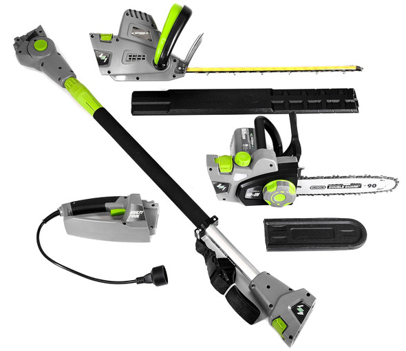 Earthwise CVP41810 7 10" Handheld Saw-4.5 Amp 17" Pole Hedge Trimmer 4-in-1 Multi Tool, Chainsaw, Grey Earthwise CVP41810 7 10" Handheld Saw-4.5 Amp 17" Pole Hedge Trimmer 4-in-1 Multi Tool, Chainsaw, Grey