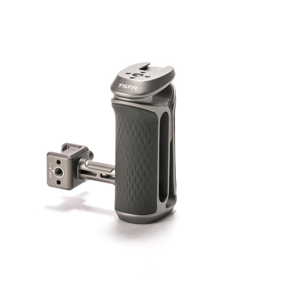 Tilta Xeno Side Handle For Filmmakers and Cameras Titanium Gray Secure Connection and Helps Prevent Rotation Adjustable Height Textured Silicone Grip Easy Assembly 1/4 20 W/Locating Pins
