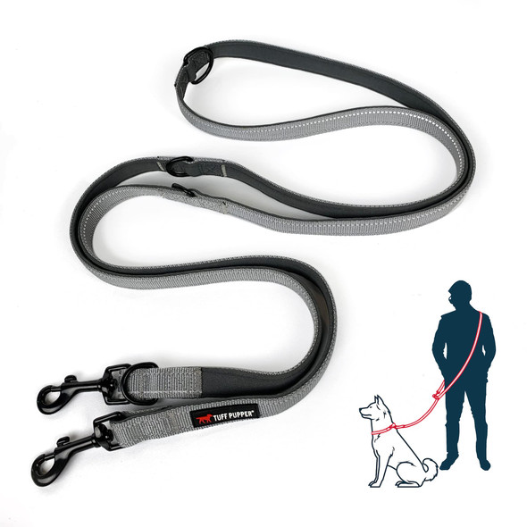 Tuff Pupper Heavy Duty Multi Function Crossbody Leash 6 Uses In One Cross Body Leash 8 Feet Hands Leashes Two Dog Leashes Ballistic Nylon and Thick Neoprene Padding Small Medium Large Dogs