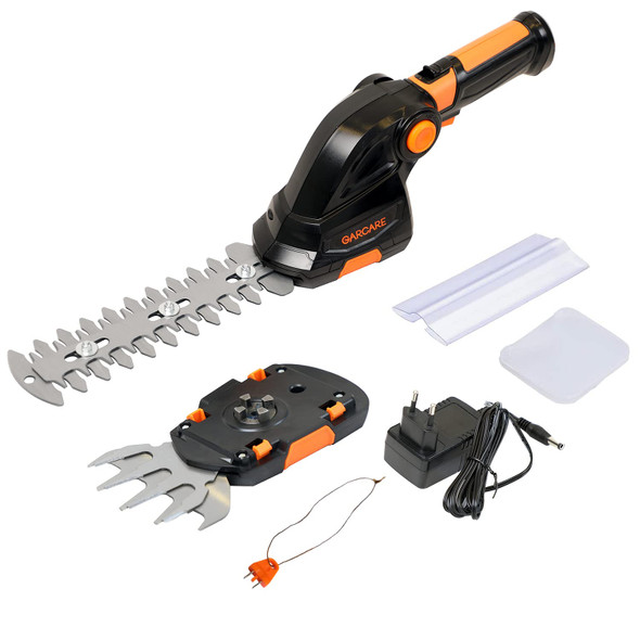 GARCARE Cordless Grass Trimmer 7.2V Electric Hedge Timmer 2 in 1 Handheld Grass Cutter Machine in 6.7 Inch Blade, with Rechargeable Battery and 45min Fast Charger