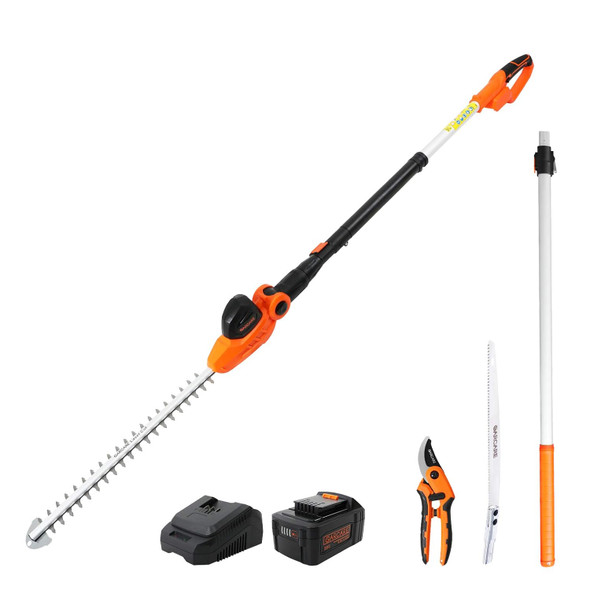 GARCARE Hedge Trimmers Cordless with Battery - Pole Hedge Trimmer with 20V 4.0Ah Li-Ion Battery & Quick Charger, 450mm Laser Cut Blade, 2.5M Pruning Saw & Garden Shears Included GARCARE Hedge Trimmers Cordless with Battery - Pole Hedge Trimmer with 20V 4.0Ah Li-Ion Battery & Quick Charger, 450mm Laser Cut Blade, 2.5M Pruning Saw & Garden Shears Included