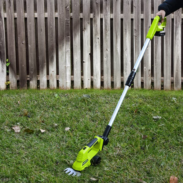Cordless Grass Shear + Pole Hedge Trimmer with 60inch Extension Pole, Gardtech 2-in-1 Battery Powered Handheld Shrubber Trimmer - with Battery Case & Quick Charger