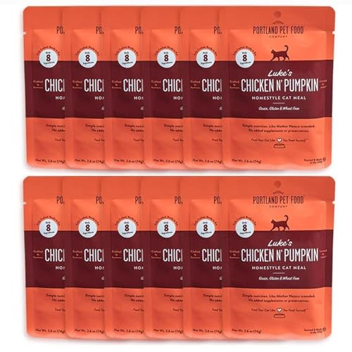Crafted By Humans Loved By Dogs Portland Pet Food Company HumanGrade Mixed Variety Pack Wet Cat Food Pouch LukeS Chicken N Pumpkin Moist Soft Cat Food Mixer Topper And Rotational Meal 12 Pack