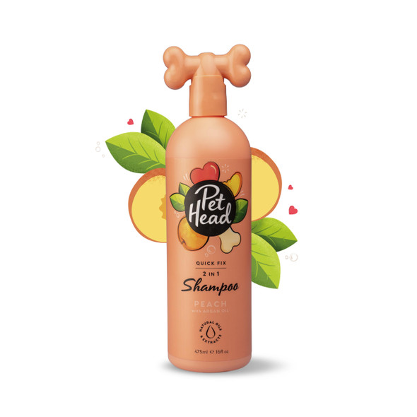 Pet Head Quick Fix Dog Dry Clean Spray Peach Scent Dry Dog Shampoo For Smelly Dogs Nourishes And Softens Coat and Skin Vegan Gentle Formula For Puppies Made In Usa 101 Fl Oz