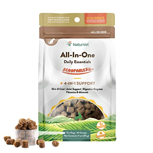 Naturvet Scoopables AllInOne Multivitamin For Dogs Dog Vitamins And Supplements For Joint Support Digestion Skin and Coat Care and Immune Hickory Smoked Bacon Flavor Vitamin Supplement 11Oz Bag