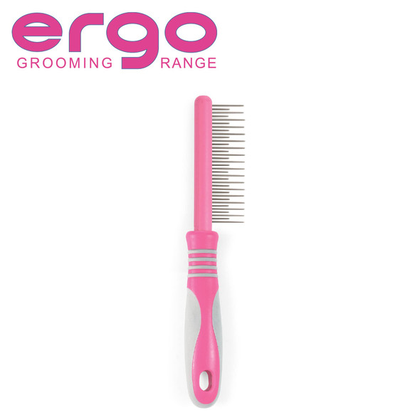 Ancol Ergo Cat Moulting Comb Pink Grooming Tool For Long Haired Cats Detangles Removes Loose Hair And Detects Fleas Easy To Use Pet Care Accessory