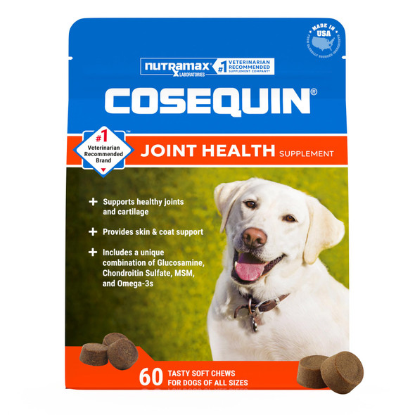 Nutramax Laboratories Cosequin For Dogs Joint Health Supplement Contains Glucosamine For Dogs Chondroitin Msm And Omega3S Supports Joint And Skin And Coat Health Soft Chews 60 Count