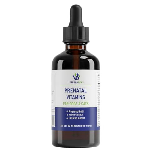 Pregnapaws Liquid Prenatal Vitamins For Dogs and Cats Folic Acid Calcium and Iron Drops Essential Support For Dog Pregnacy Breeding and Lactation Healthy Litter Growth Beef Flavor 60 Ml