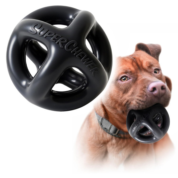 Tuff Pupper Superchewer Extremely Tough Cage Ball For Dogs 2X Tennis Ball Size Natural Rubber Tough Toy For Aggressive Chewers Heavy Duty For Medium Large Breed Strong But Not Indestructible