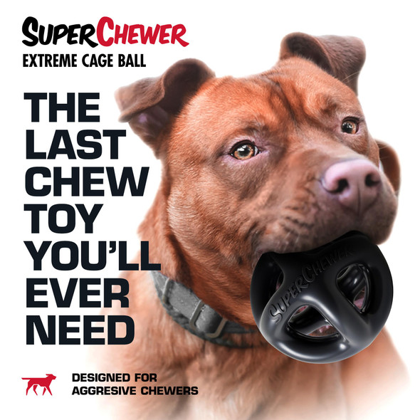 Tuff Pupper Superchewer Extremely Tough Cage Ball For Dogs 2X Tennis Ball Size Natural Rubber Tough Toy For Aggressive Chewers Heavy Duty For Medium Large Breed Strong But Not Indestructible