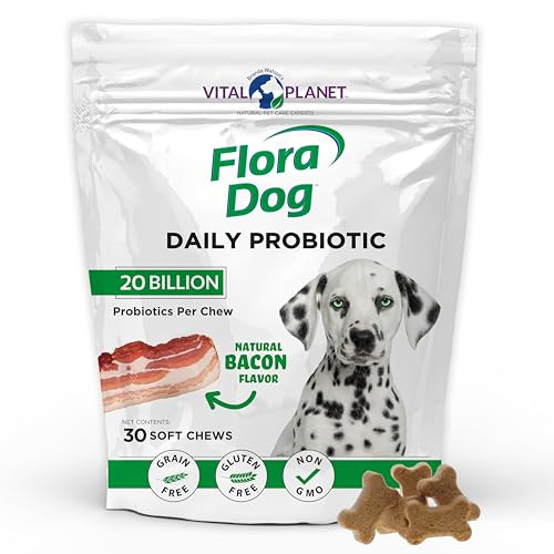 Vital Planet Flora Dog Probiotics Dog Chews Supplement With 20 Billion Cultures And 11 Strains Immune And Digestive Support Chewable Probiotics For Dogs 30 Natural Bacon Flavored Soft Chews