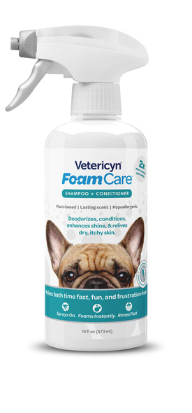 Vetericyn Foamcare Medicated Dog Shampoo Instant Foaming SprayOn Hypoallergenic Shampoo Medicated Formula For Sensitive Skin Safe For Dogs And Cats 16 Ounce
