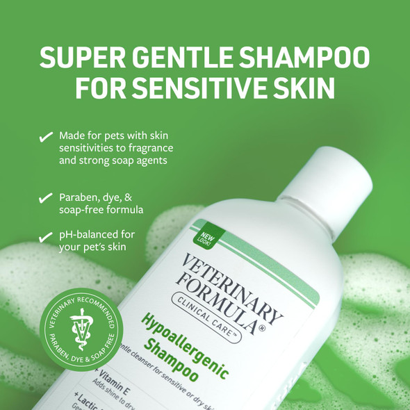 Veterinary Formula Clinical Care Hypoallergenic Shampoo For Dogs And Cats 16 Oz No Harsh Ingredients FragranceFree Pet Shampoo For Allergies And Sensitive Skin Promotes Healthy Skin And Coat