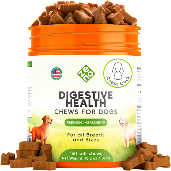 Zeno Probiotics For Dogs Chews 150 Pcs Digestive and Gut Health Support Probiotic Chews For Dogs With Enzymes and Natural Ingredients Us Formula Grilled Beef