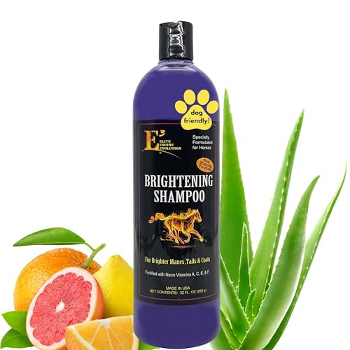 E3 Brightening Shampoo For Horses 32Oz Enhances Coat Color Deep Cleansing Moisturizes and Conditions Gentle Formula Vet Approved