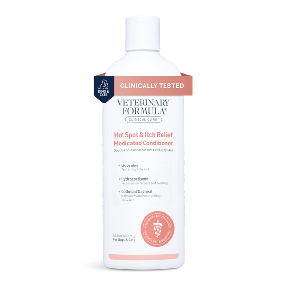 Veterinary Formula Clinical Care Hot Spot and Itch Relief Medicated Shampoo For Dogs And Cats 16Oz Helps Alleviate Sensitive Skin Scratching And Licking Of Coat