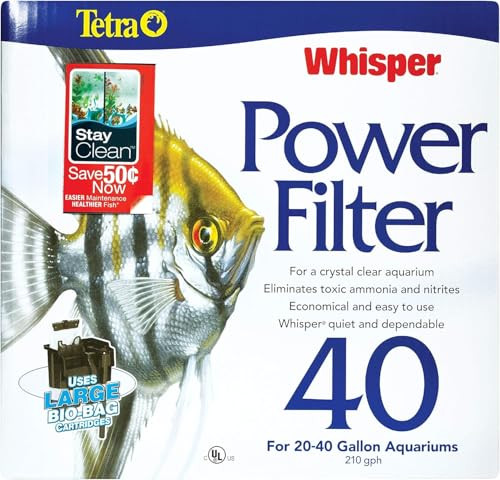 Tetra Whisper Bundle Whisper 40 Power Filter and 3Pk Medium Bio Bag Filter Cartridges