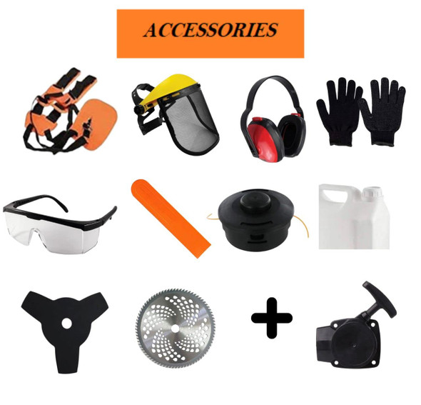 Brushcutter Kit - High Strength Long Handle Multi - Functional Chainsaw 63cc 5 in 1 and Cultivator, 6 Point Disc, 2 Point Blade, Battery-Powered Brushcutter - Gardening Tools - Lawn Mower