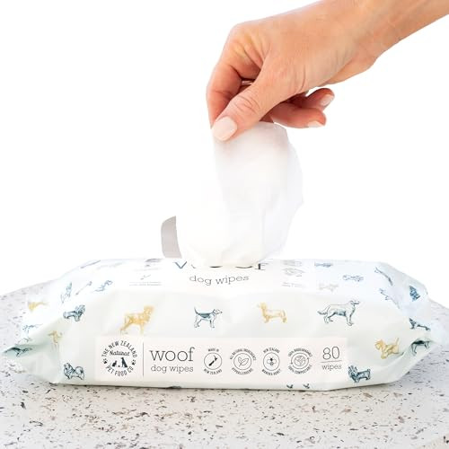 The Zealand Natural Pet Food Co Woof Dog Wipes Pet Wipes For Dogs With Manuka Honey Gentle For Body Eyes Ears and Paws 80 Counts265 Oz