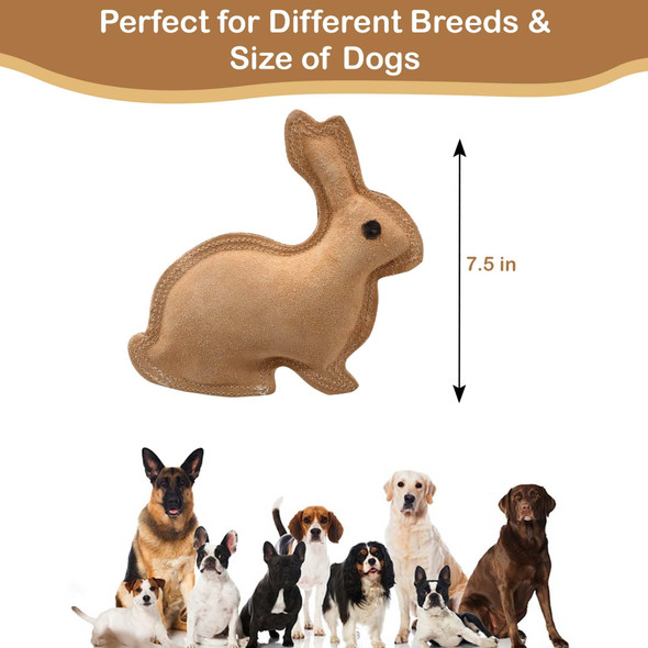 Spot DuraFused Leather Rabbit Dog Toy Durable Real Leather and Jute Chew Toy With Squeaker DoubleStitched For Moderate Chewers Small and Medium Dogs 75In