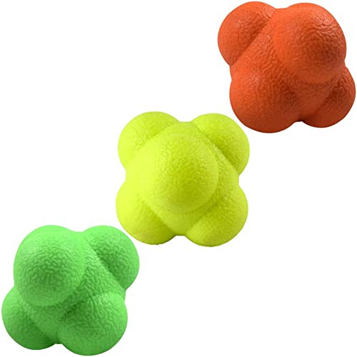 Airlaxer Reaction Ball Reflex Ball For Hand Eye Coordination Training Pack Of 3Orange 283 Inch Yellow Green