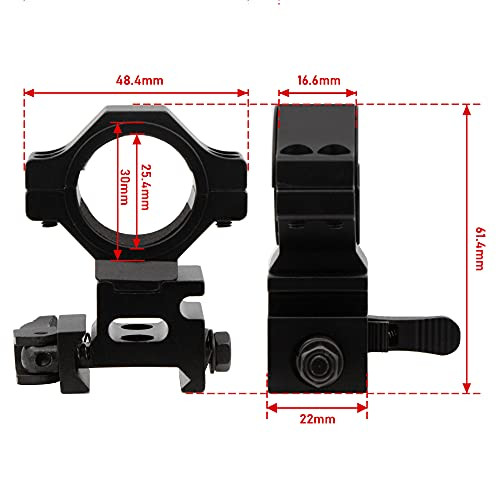 Tydeux 1 And 30Mm High Profile Quick Release Scope Mount Rings For Weaver And Picatinny Rail Pack Of 2