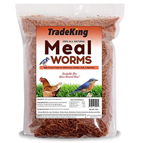 Tradeking 5 Lb Dried Mealworms High Protein Treat For Wild Birds Chicken Fish and Reptiles